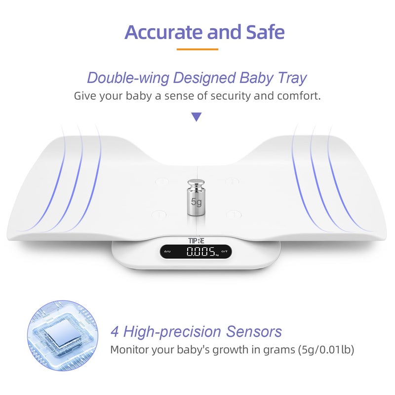 TIPRE Baby Weight Scale, Infant Scale with Detachable Tray, Pet Scale for Cat Dog, Multiple Weighing Scale for Toddler, Children, Pet and Adult Auto-Rotation LED Screen, Up to 400lb/180kg - Image 5